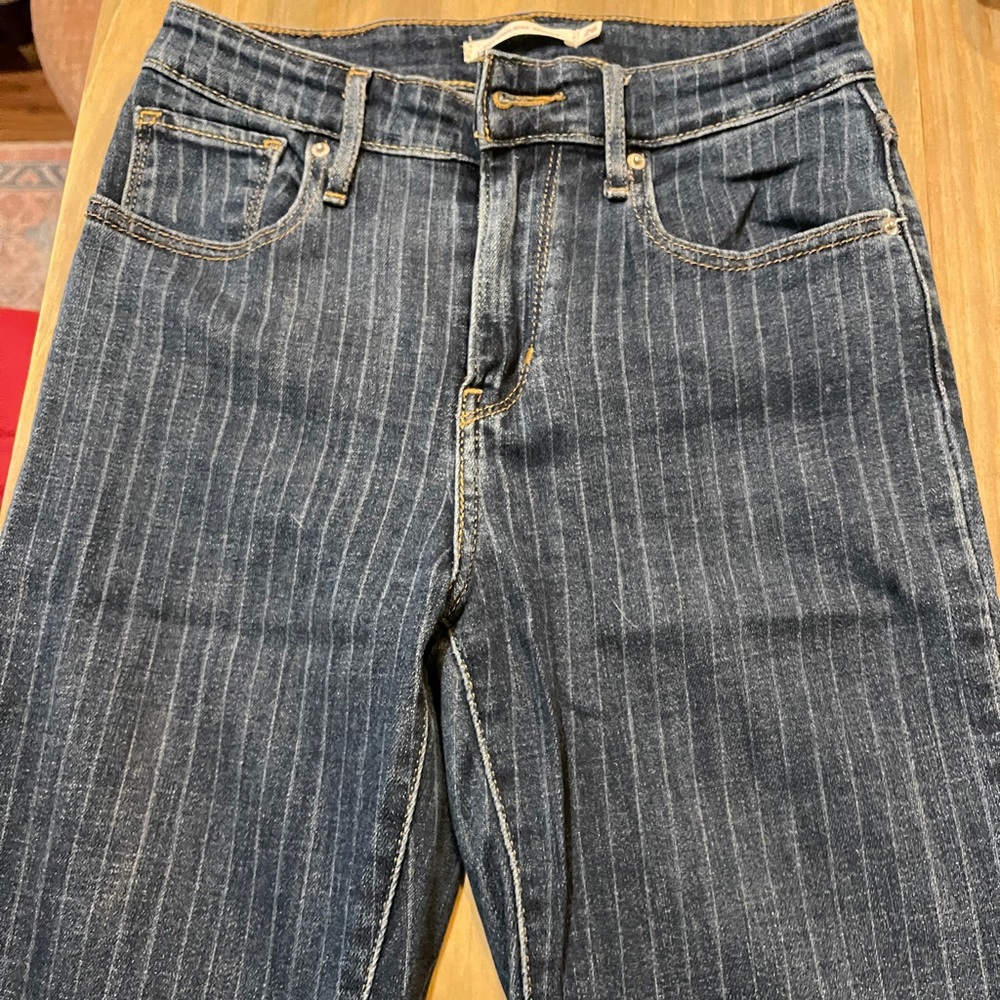 Levi’s high rise striped skinny jeans